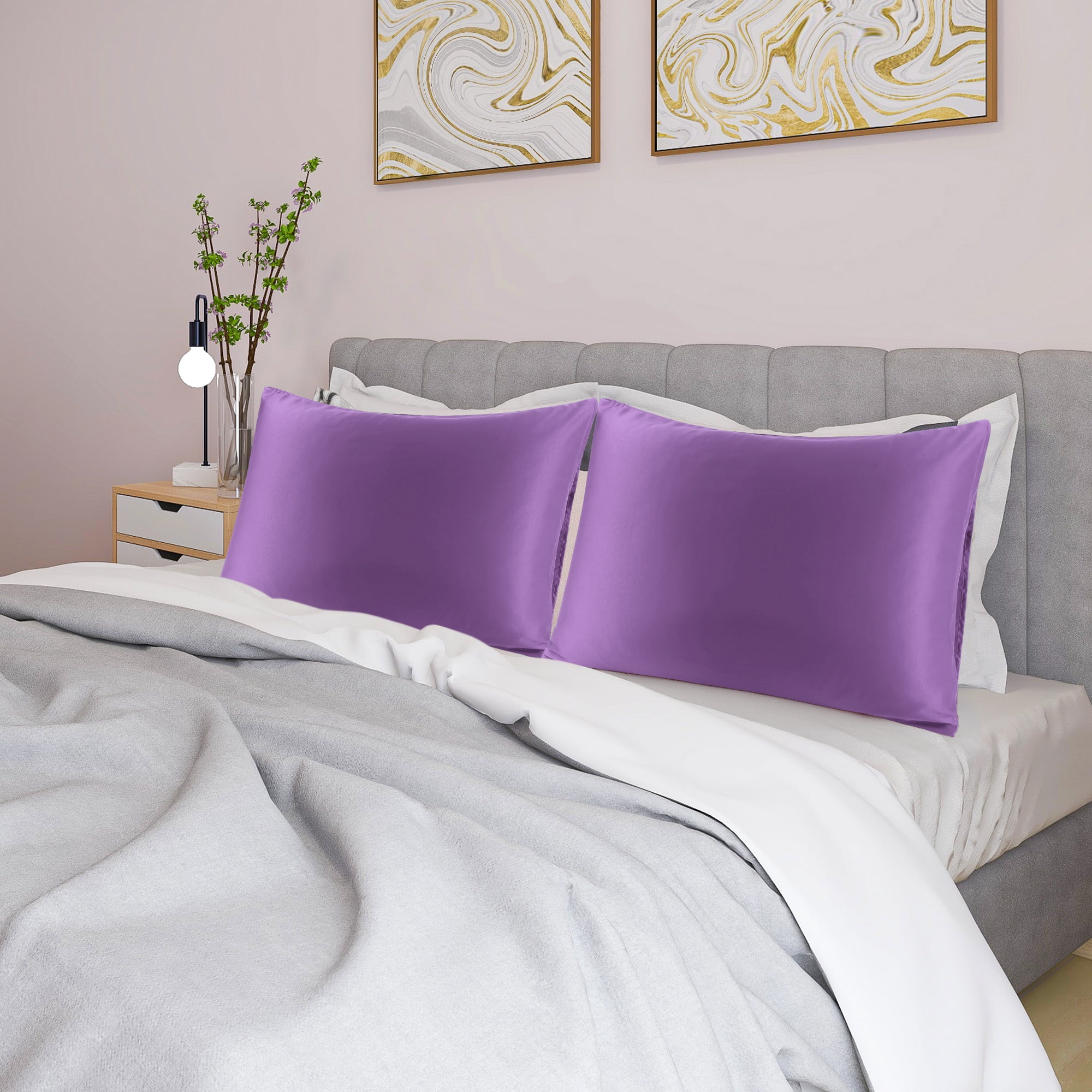 Unique Bargains 4 Pack Satin Pillowcases for Hair and Skin, Purple Queen