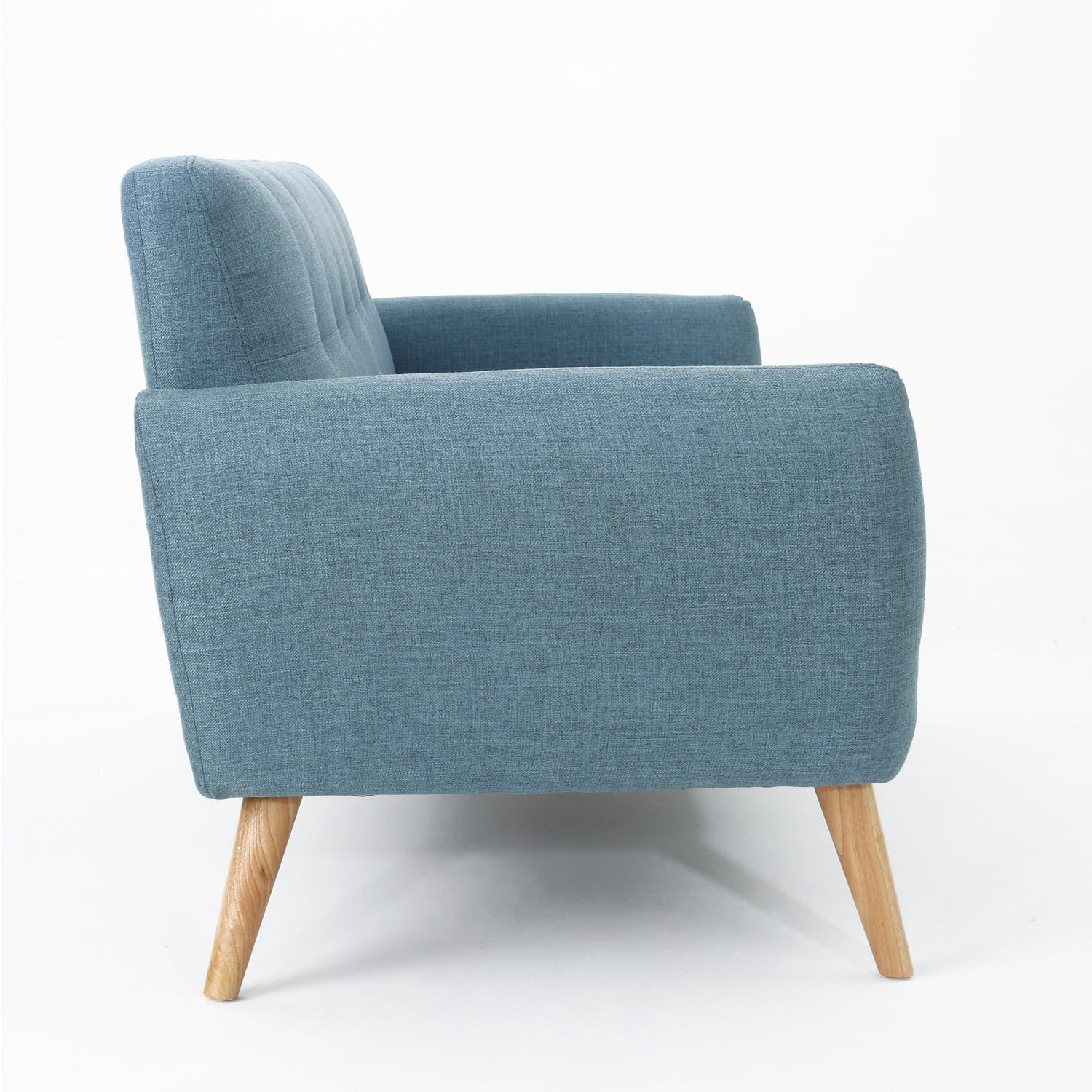 67.25" Mid Century Modern Button Tufted Loveseat Sofa Upholstered 2 Seater Couch with Wood Legs for Living Room Bedroom Foyer, Blue