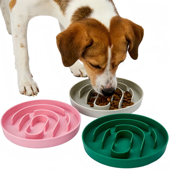 3PCS Slow Eating Pet Bowl Eco-Friendly Silicone Design