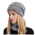 thumbnail image 1 of Knit Woolen Hat Scarf Two Piece Winter Warm Neck Woolen Hat Suit, 1 of 1