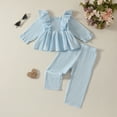 thumbnail image 2 of Karoyedx Fall Outfits for Girls Baby Girl Clothes Infant Newborn Outfits Romper Toddler Girls’ Clothing Pant Set Sky Blue Size,6-9 Months, 2 of 5