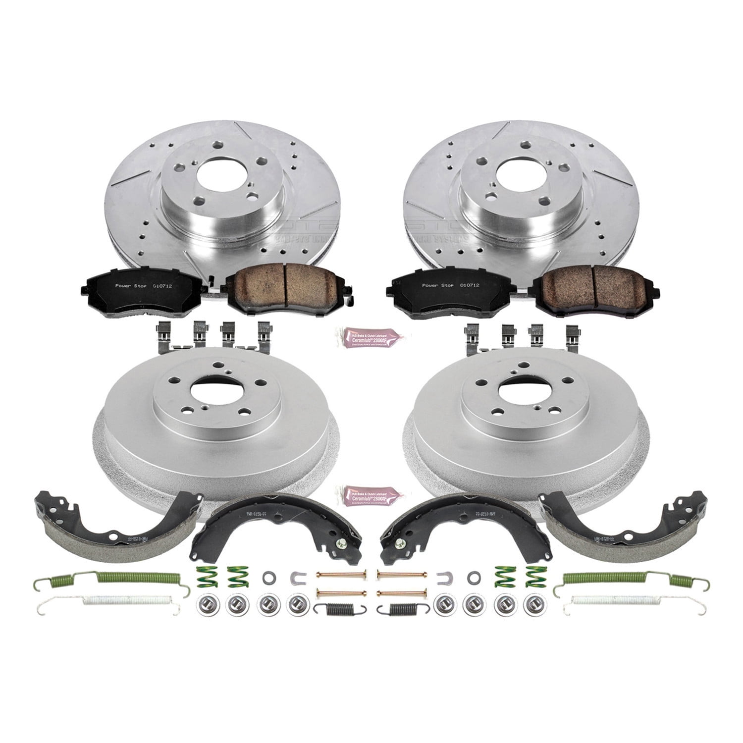 PowerStop Front and Rear Z23 Evolution Sport Brake Pad Rotor Drum and Shoe Kit Fits: SUBARU Select Models K15141DK