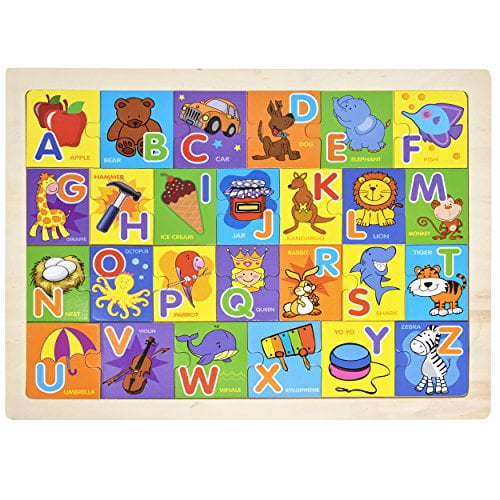wooden alphabet puzzle board