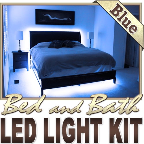 Biltek 6 Ft Blue Bedroom Dresser Headboard Led Lighting Strip Dimmer Remote Wall Plug 110v Headboard Closet Make Up Counter Mirror Light