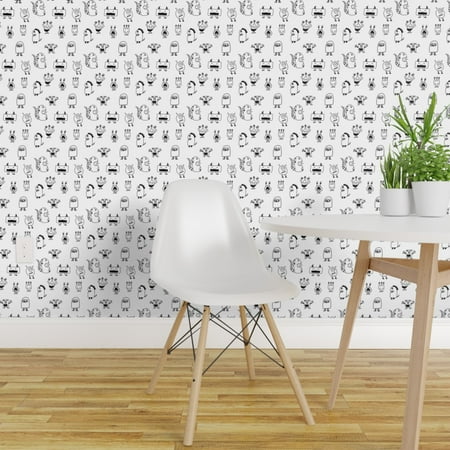 Wallpaper Roll Monster Monsters Black White Kids Room And Coloring 24in x 27ft