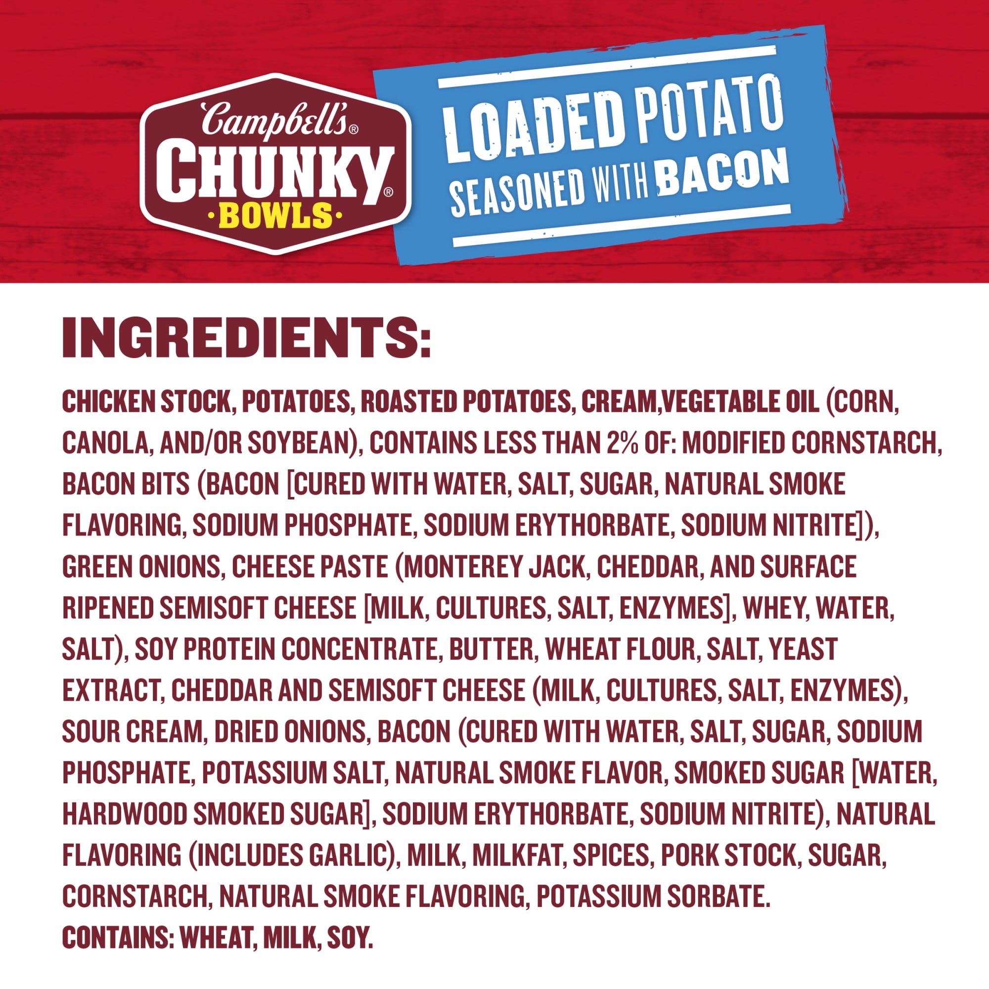 (8 pack) Campbell’s Chunky Soup, Loaded Potato Seasoned with Bacon, 15.25 oz Microwavable Bowl