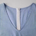 thumbnail image 4 of Summer Dresses for Women V Neck Mid Sleeve Linen Midi Dress Loose Striped Sleeveless Casual Holiday Beach Sundress Size S-2XL, 4 of 6
