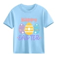 thumbnail image 2 of SERTG Girls Easter Floral Bunny Print Short Sleeve T Shirt Soft Lightweight Crew Neck Tee Casual Regular Fit Breathable Comfortable Spring Top Fashion Holiday T Shirt(Sky Blue#1,11-12 Years), 2 of 8