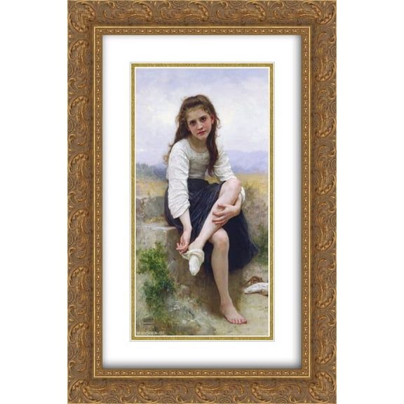 William Adolphe Bouguereau 2x Matted 16x24 Gold Ornate Framed Art Print 'Before The Bath'
