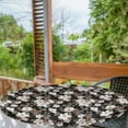 thumbnail image 2 of Ambesonne Spring Fitted Round Tablecloth, Flowers of the Night Print, 56"- 60" Diameter, Charcoal Grey and Umber, 2 of 5