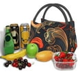 thumbnail image 3 of Fuzoiu Fiery Floral Pattern Print Portable Insulation Lunch Bag,Large Lunch Box,Container Reusable Leakproof Tote for Work, Travel, and Outdoor Activities, 3 of 6