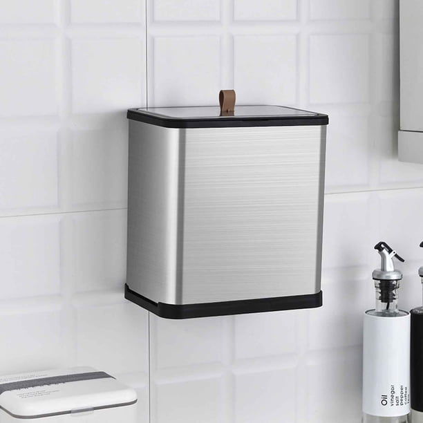 Bote de basura semiautomático Fiudx colgante de pared rectángulo acero inoxidable engrosado
