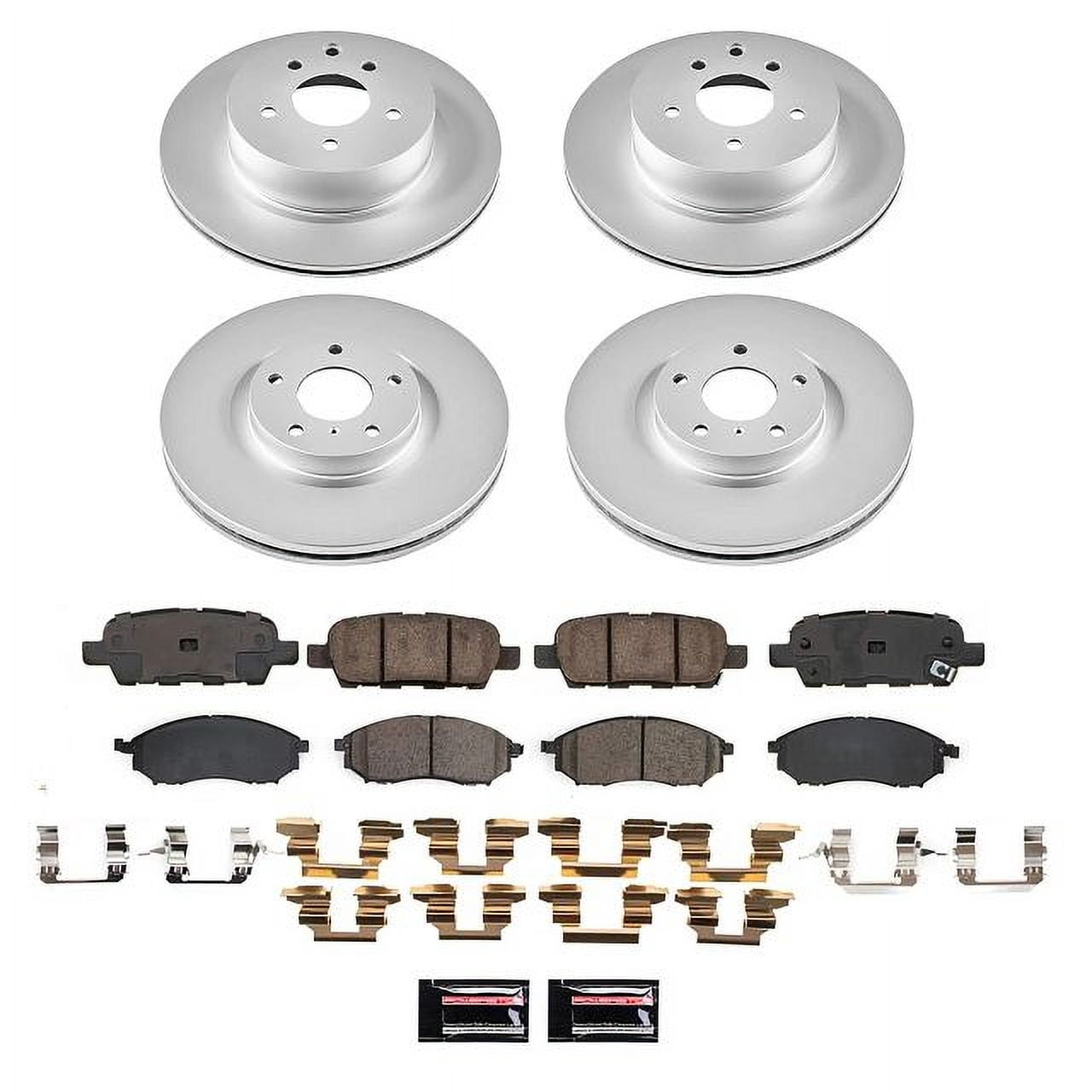 PowerStop Front and Rear Geomet Coated Brake Rotor and Pad Kit Fits: INFINITI NISSAN Select Models CRK9065