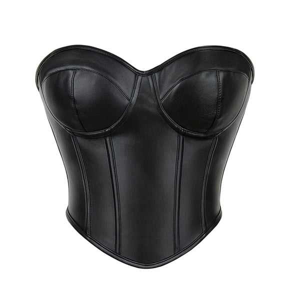 EYNMVR Women Black Corset Tops Satin Summer Going Out Strapless Bustier Crop Top for Party,Gothic,Halloween