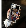 thumbnail image 3 of Compatible with iPhone 12 Mini Diamond Glitter Case Makeup Mirror with Ring Holder Kickstand Stand Bling Rhinestone Crystal Cute for Women Girls with Finger Grip Case 5.4 inch Silver, 3 of 8