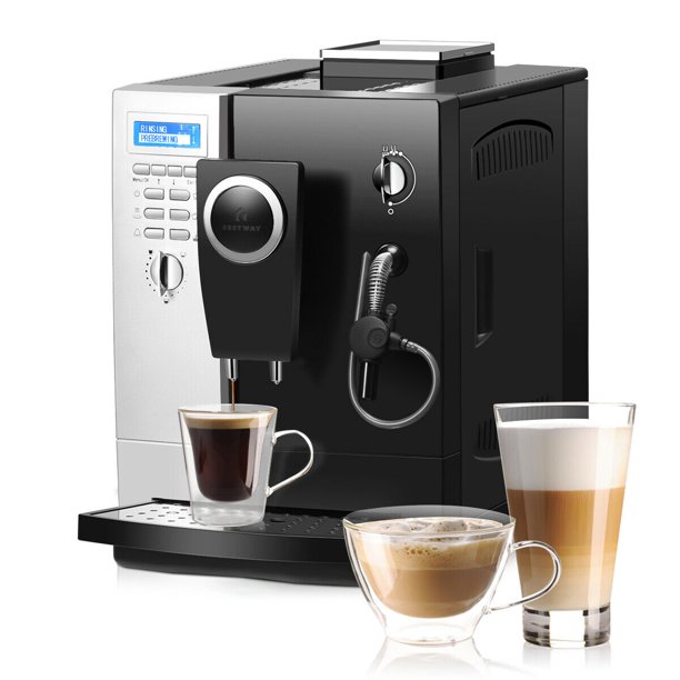 Costway Super Automatic Espresso Machine Cappuccino Latte Maker 19 Bar W Milk Frother Walmart Com Walmart Com