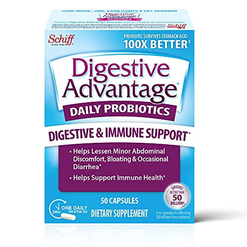 Daily Probiotic Capsules For Digestive Health & Gut Health, Digestive Advantage Probiotics For Men and Women (50 count box)