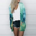 thumbnail image 2 of Lightweight Mid Length Cardigans for Women Long Sleeve Print Open Front Shirt Casual Loose Thin Coat with Pockets (Green 2XL), 2 of 6