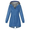 thumbnail image 5 of larppty Long Raincoat for Women Waterproof Drawstring Hooded Jacket Traveling Outdoor Windbreaker Jackets Fall Fashion (Blue, M), 5 of 7