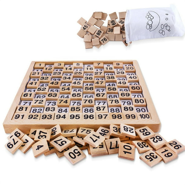 Planche de Maths en Bois Jouet en Bois Planche des Cent 1 100 Apprentissage Préscolaire Comptage Planche des Cent Jouet pour Anniversaire Enfants