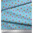 thumbnail image 2 of Soimoi Blue Japan Crepe Satin Fabric Dot & Ice Cream Pops Food Print Sewing Fabric Yard 42 Inch Wide, 2 of 3