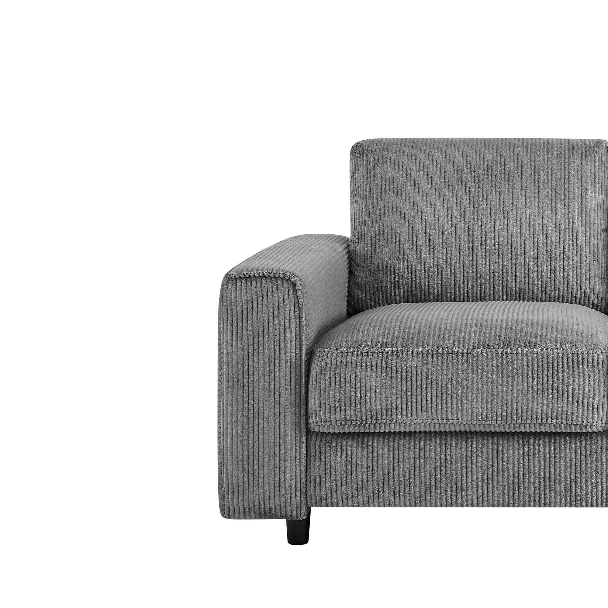 Modern Contemporary Upholstered Corduroy Plush Tufted Loveseat, Grey