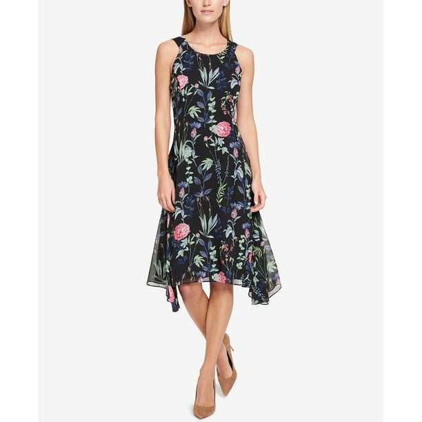 Tommy Hilfiger - Tommy Hilfiger Floral-Print Chiffon A-line Dress ...