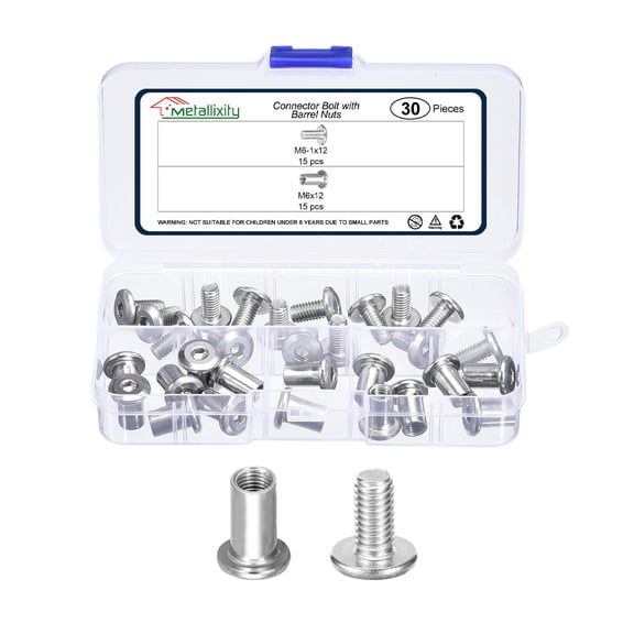 Uxcell Connector Bolt M6-1x110mm 20Pcs Stainless Steel Binding Screws for Chair Cabinet Bed