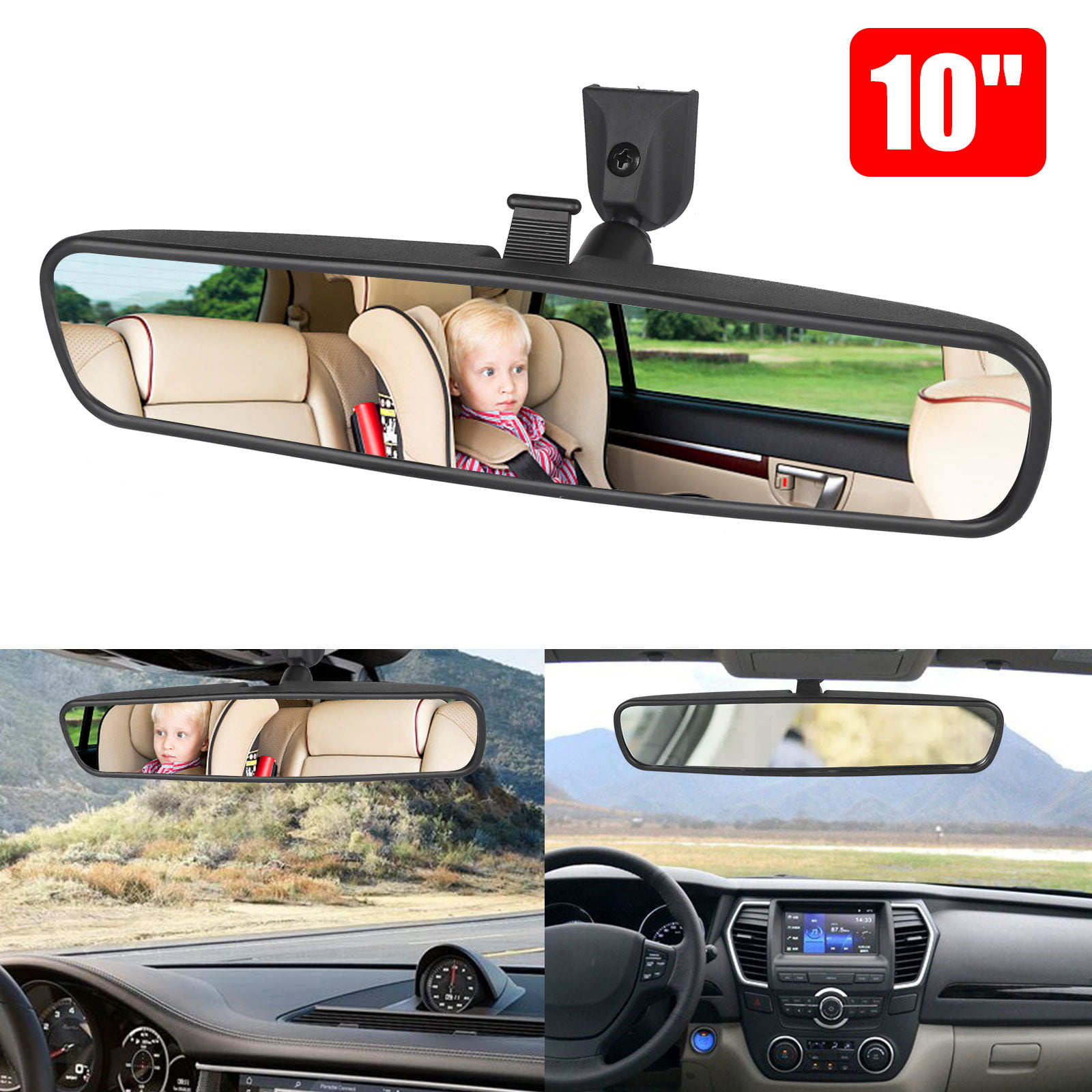 Car Universal 12 Interior Clip On Panoramic Rear View Mirror Wide Angle Rear View Mirror 12 L x 2.8 H Dealsplaza Car Rearview Mirrors 