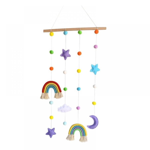 Hanging Photo Display with Rainbow Pom Pom Ornament DIY Picture Frames Wall Organizer Boho Decorations