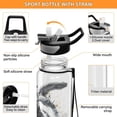 thumbnail image 4 of Black and White Cat Run Sports Water Bottle Portable Travel Mug 32oz BPA Free Leak Proof Straw Transparent Tritan for Gym Yoga Cycling Camping, 4 of 7