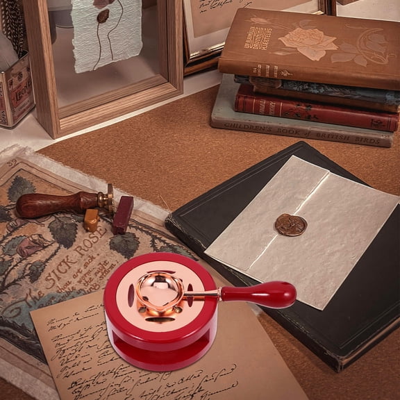 Masteelf Red Wax Seal Kit with Envelope Stamps, Melting Spoon, Furnace - Complete Set for Crafting and Letter Sealing