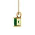 thumbnail image 3 of Clara Pucci 14K Yellow Solid Hypoallergenic Gold 1.5Ct Emerald Princess Cut Solitaire Designer Necklace Pendant For May, 3 of 6