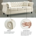thumbnail image 5 of 3 Seater Chesterfield Sofa with 2 Pillows, Classic Velvet Upholstered Tufted Couch with Rolled Arms and Nailhead, Leisure Sofa Couch for Living Room, Bedroom, Office, Apartment, Beige, 5 of 9