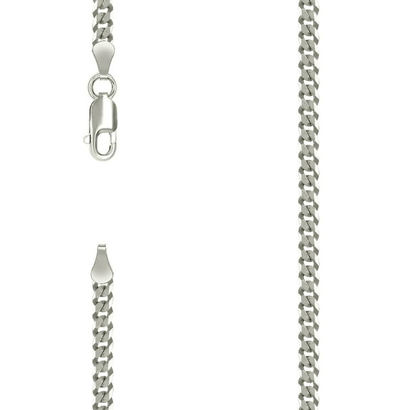 925 Sterling Silver Solid Super Flat Comfort Curb Chain Silver 3mm Necklace 16 Inch Chain Necklace for Women and Men