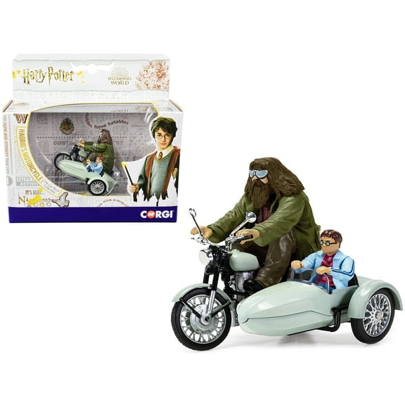 Motorcycle and Sidecar Light Green with Harry and Hagrid Figures "Harry Potter and the Deathly Hallows Part 1" (2010) Movie Diecast Motorcycle Model by Corgi
