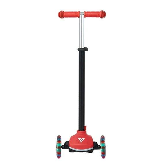 KFFKFF Kick Scooter for Kids Ages 3 , 3-Wheel Scooter with LED Wheels, Adjustable Handlebar, Sturdy Non-Slip Deck, Lightweight Aluminum Build for Boys & Girls up to 165 lbs, Red