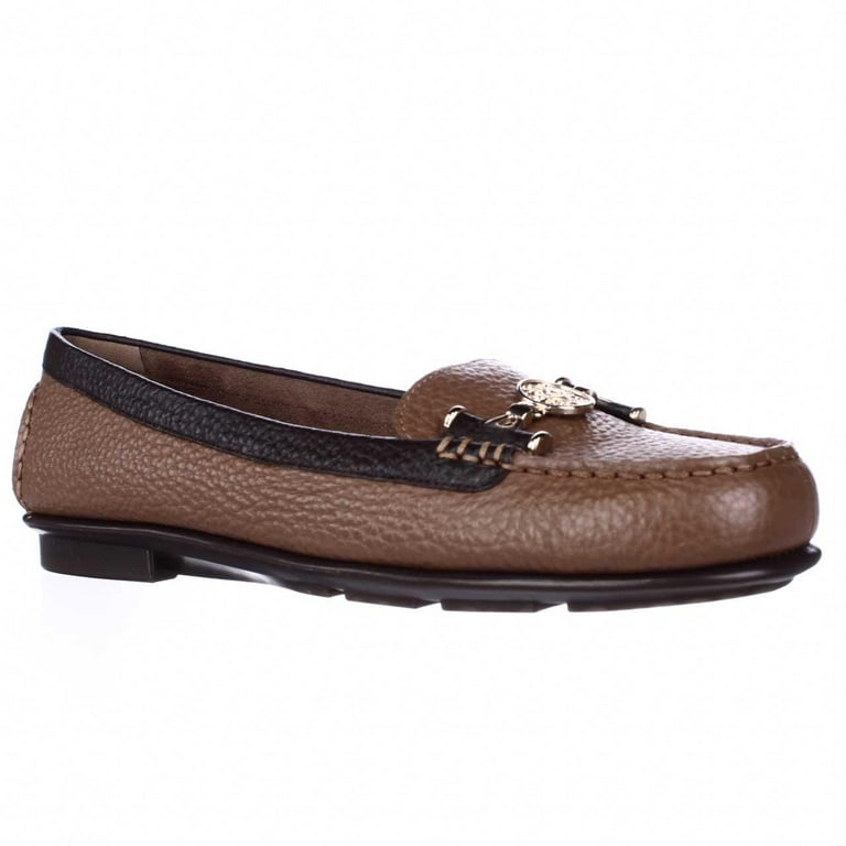 Womens Aerosoles Nuwlywed Slip On Comfort Loafers Dark Tan Leather Walmart