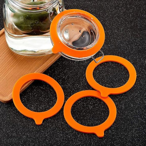 1Pc Rubber Seals for Glass Jars, Harmless and Tasteless Food-Grade Silicone with Durability Sealing Ring, Soft and Smooth Replacement Gasket for Regular Mouth Canning Jar, Orange