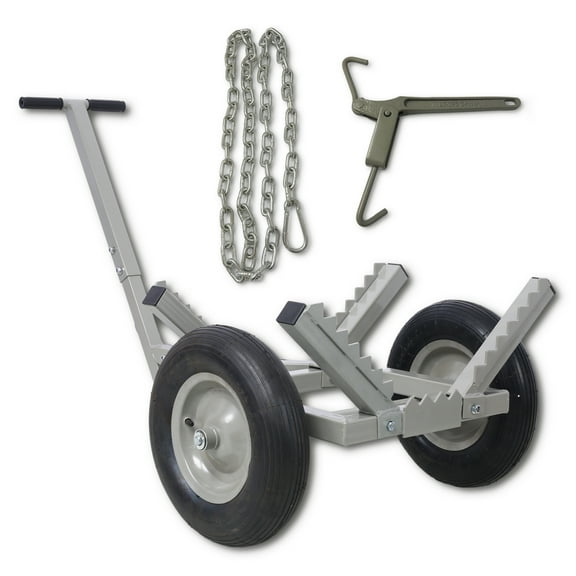 LiviNest Log Dolly with Load Binder: Heavy-Duty 440LB Capacity Log Cart with 16" Tires & Choker Chain - Secure Transport for Firewood & Timber on Rough Terrain
