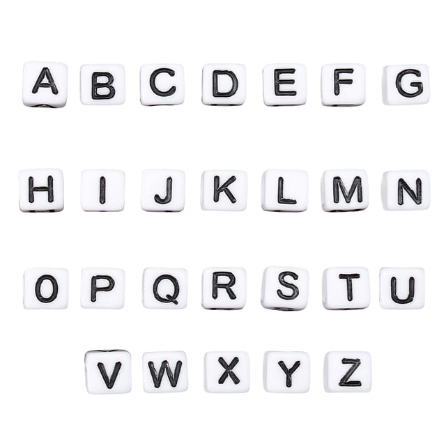 EeaseCA 100Pcs English Letters Beads DIY Square Beads Children Acrylic Jewelry Accessory