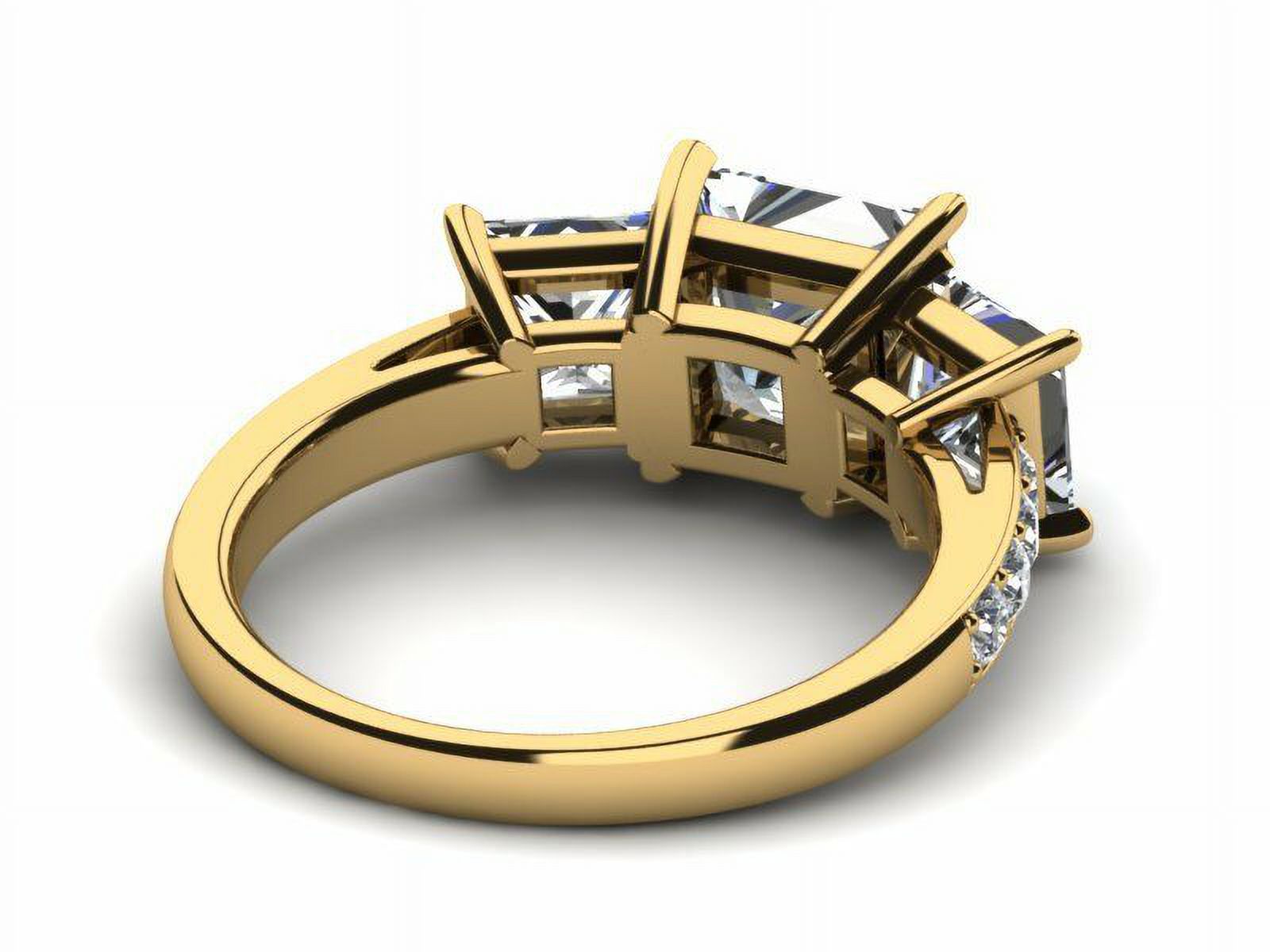 HeartsAndYou 2.1ct Princess Cut Moissanite 3 Stone Style Engagement Ring for Women 18k Yellow Gold over Silver
