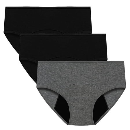 ATOYSOY Women s Mid Waist Period Underpants Plus Size Hip Lifting Cotton Panties  3 Pack Multipack Stretchy Clearance Solid Leak Proof Panty Comfy Shapewear Control Briefs Seamless Gray S