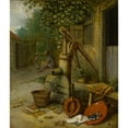 thumbnail image 2 of Adriaen van Ostade 12x14 Black Ornate Wood Framed Double Matted Museum Art Print Titled: Court of a Farm with Pump Well (1665-75), 2 of 5