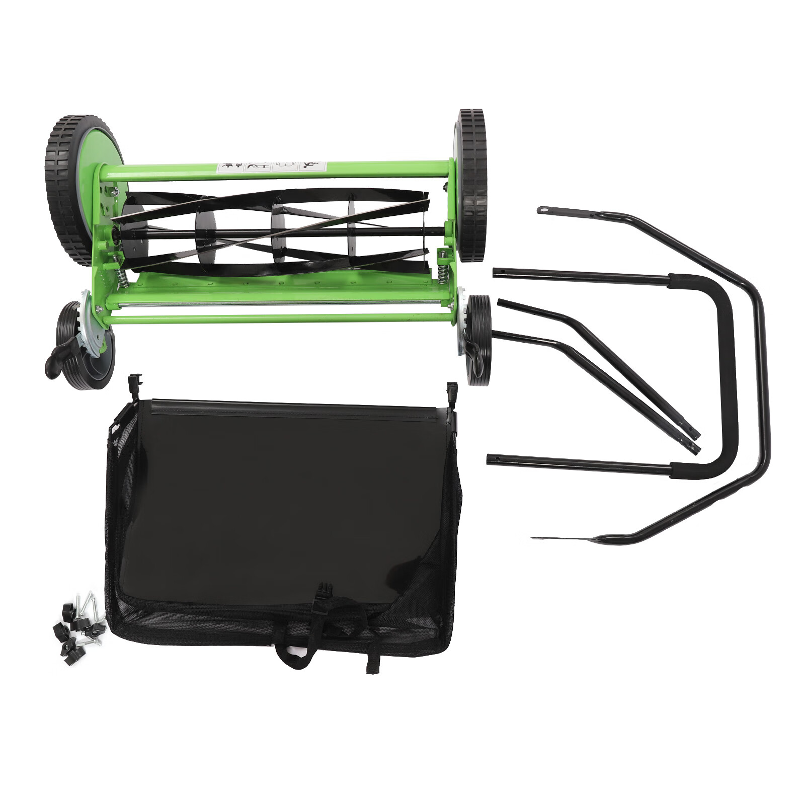 Aiqidi 20 inch Manual Push Reel Lawn Mower Home Height Adjustable 5 Blades Lawn Sweeper with Grass Catcher for Yards Sidewalks