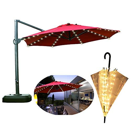 Areskey Umbrella String Lights,104 LEDs Warm White Starry Lights Battery Operated for Patio