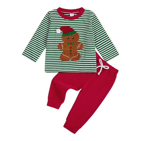 NIEWTR Girls Boys Christmas Pajamas Toddler Boy Kids Holiday Pajamas Set Santa PJS Winter Sleepwear Children Clothes Christmas Sets (18-24 Months,Green)