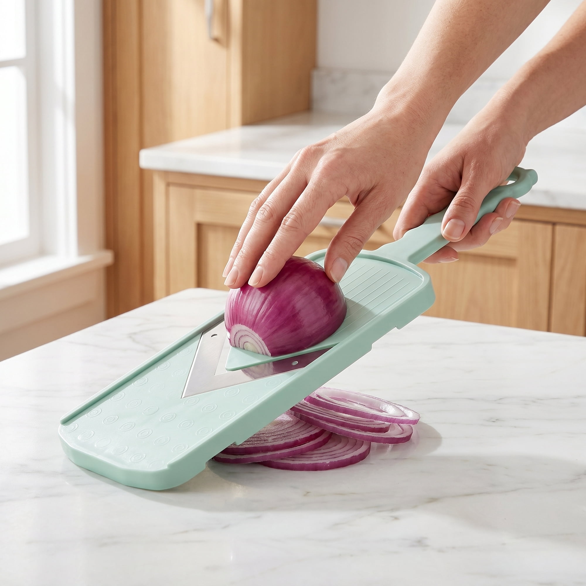 Unique Bargains 2 Pcs Mandoline Slicer for Kitchen Multifunctional Cutter Green 12.2"x3.6"