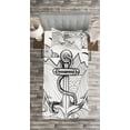 thumbnail image 3 of Ambesonne Anchor Quilted Bedspread Set 2 Pcs, Zentangle Ocean Clouds, Twin Size, Black and White, 3 of 3