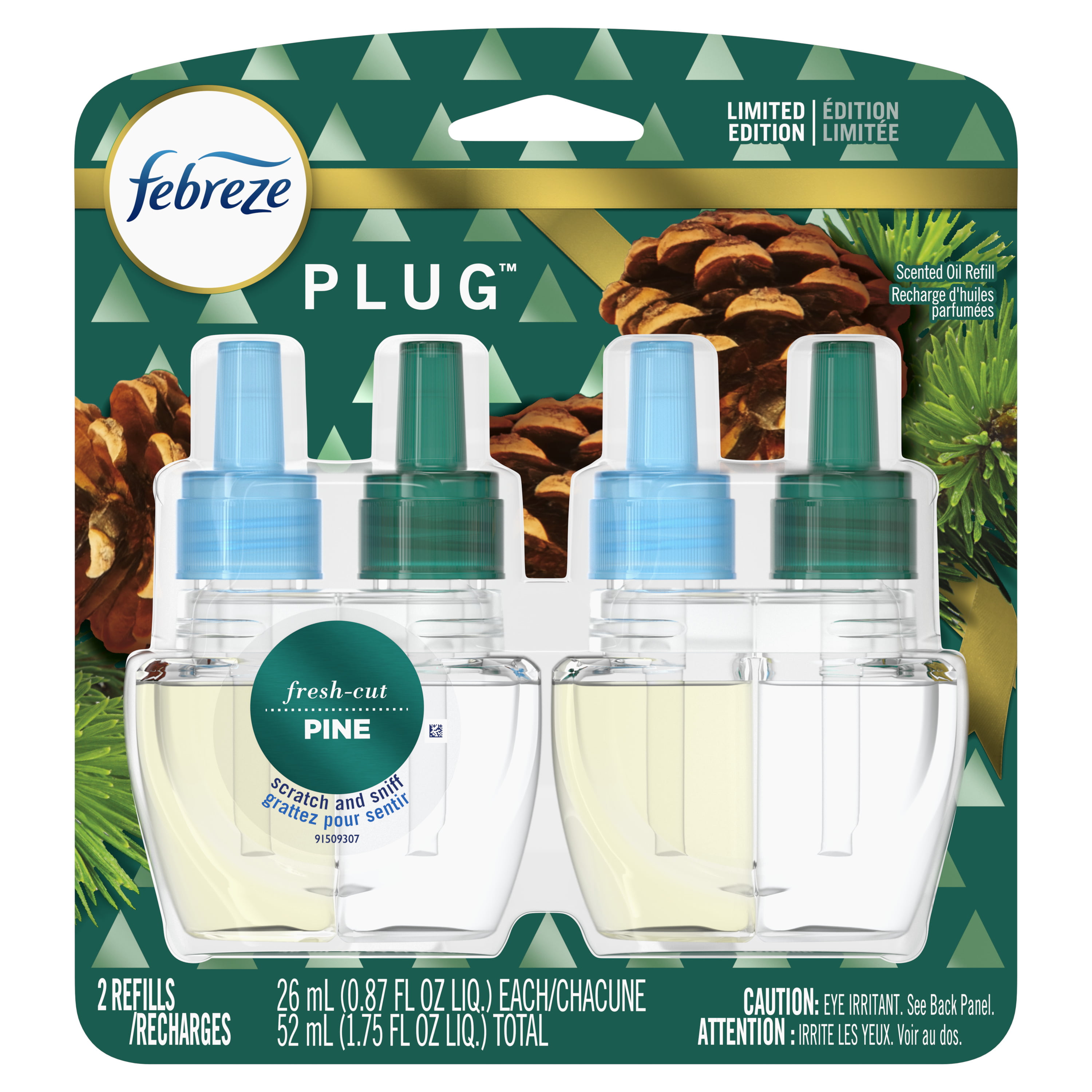 Febreze Plug Odor-Eliminating Air Freshener Refill, Pine ...